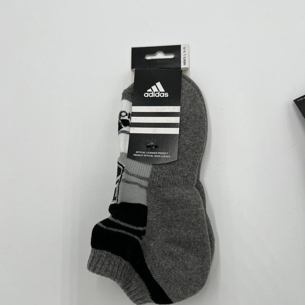 Adidas NHL LA Kings Men's Ankle Socks 3 Pairs Gray Black Size L 9-11 New